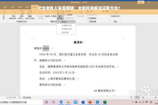 无业者收入来源揭秘，全新视角解读证明方法?