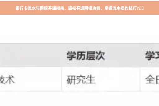 银行卡流水与网银开通指南，轻松开通网银功能，掌握流水操作技巧?⚡️