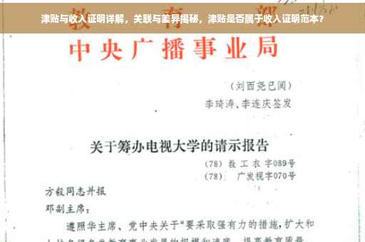 津贴与收入证明详解，关联与差异揭秘，津贴是否属于收入证明范本？