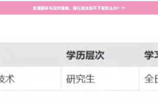 全面解析与应对策略，银行流水批不下来怎么办？??