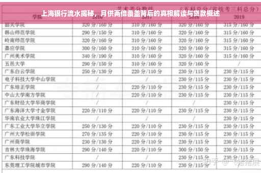 上海银行流水揭秘，月供两倍覆盖背后的真相解读与贷款概述