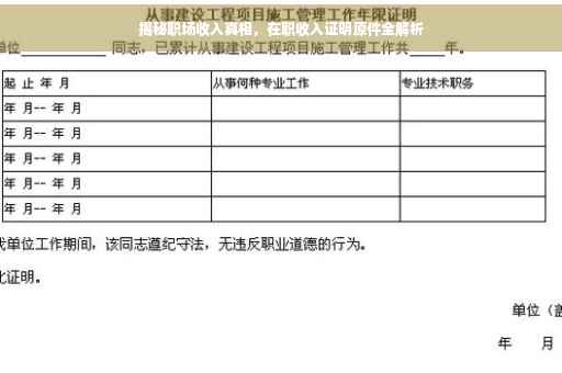 揭秘职场收入真相，在职收入证明原件全解析