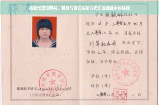 择业代理证明书，智慧与责任在新时代职业选择中的体现