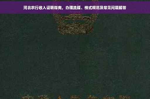 河北农行收入证明指南，办理流程、格式规范及常见问题解答