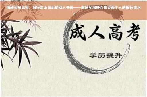 揭秘买房真相，银行流水背后的双人共舞——揭秘买房是否需要两个人的银行流水？