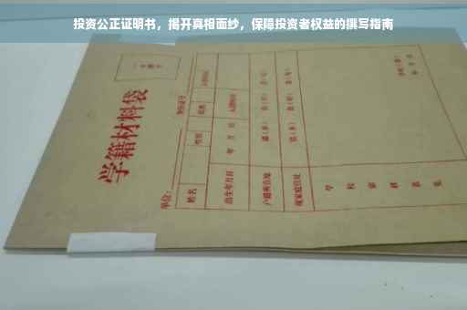 投资公正证明书，揭开真相面纱，保障投资者权益的撰写指南