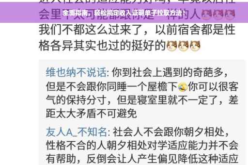 全面指南，轻松搞定收入证明单子拉取方法！