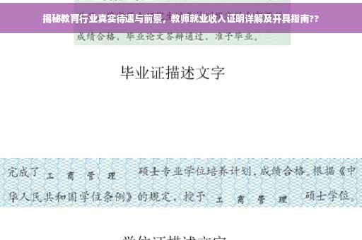 揭秘教育行业真实待遇与前景，教师就业收入证明详解及开具指南??