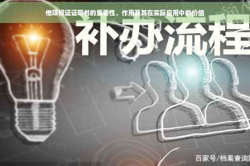 他项权证证明书的重要性、作用及其在实际应用中的价值