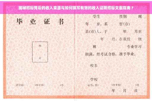 揭秘招标背后的收入来源与如何撰写有效的收入证明招标文案指南 ?
