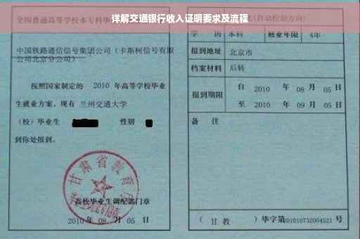 详解交通银行收入证明要求及流程