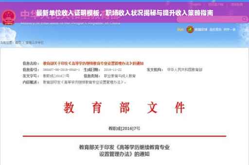 最新单位收入证明模板，职场收入状况揭秘与提升收入策略指南