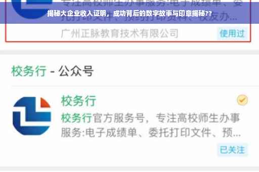揭秘大企业收入证明，成功背后的数字故事与印章揭秘??