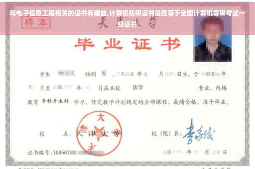 与电子信息工程相关的证书有哪些,计算机初级证书是否等于全国计算机等级考试一级证书