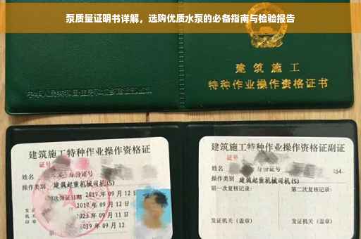 泵质量证明书详解，选购优质水泵的必备指南与检验报告