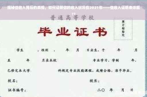 揭秘低收入背后的真相，如何证明你的收入状况在2021年——低收入证明表详解??