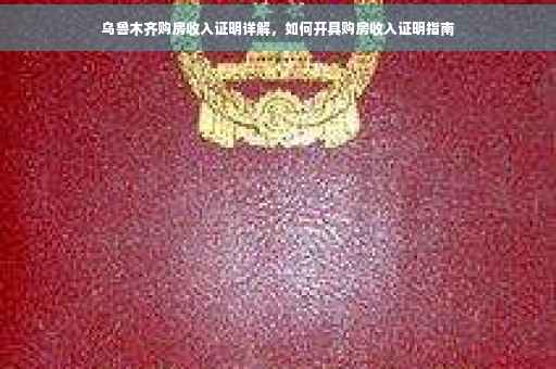 乌鲁木齐购房收入证明详解，如何开具购房收入证明指南