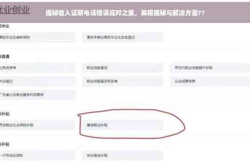 揭秘收入证明电话错误应对之策，真相揭秘与解决方案??