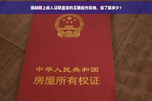 揭秘网上收入证明盖章的正确操作指南，你了解多少？