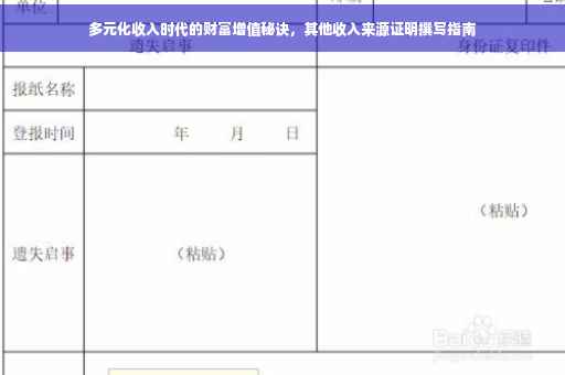 多元化收入时代的财富增值秘诀，其他收入来源证明撰写指南