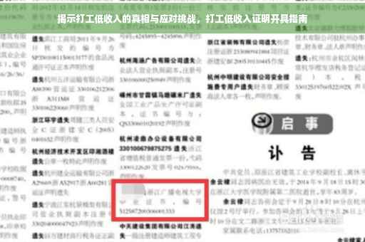 揭示打工低收入的真相与应对挑战，打工低收入证明开具指南