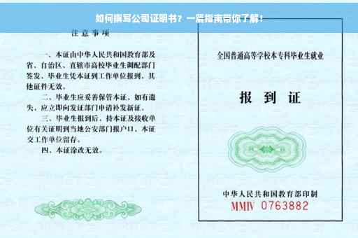 如何撰写公司证明书？一篇指南带你了解！