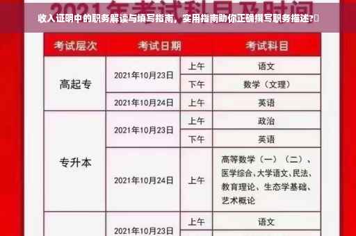 收入证明中的职务解读与填写指南，实用指南助你正确撰写职务描述?✨