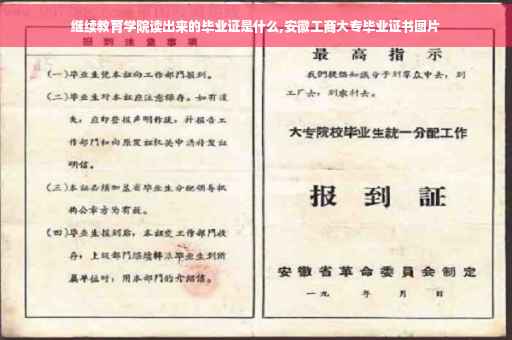 继续教育学院读出来的毕业证是什么,安徽工商大专毕业证书图片