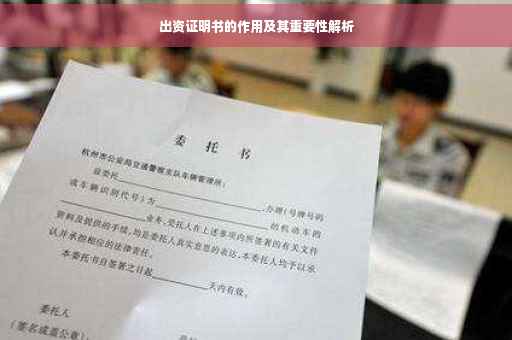 出资证明书的作用及其重要性解析
