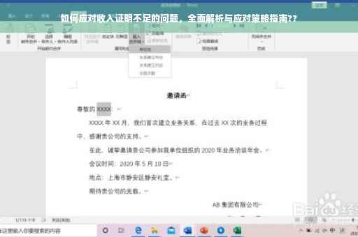 如何应对收入证明不足的问题，全面解析与应对策略指南??