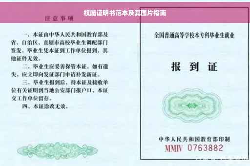 权属证明书范本及其图片指南