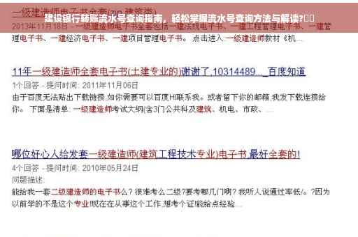 建设银行转账流水号查询指南，轻松掌握流水号查询方法与解读?⚡️