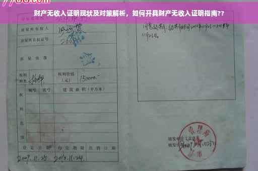 财产无收入证明现状及对策解析，如何开具财产无收入证明指南??