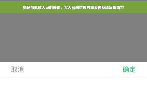 揭秘部队收入证明表格，军人薪酬结构的重要性及填写指南??