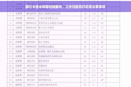 银行卡流水获取时间解析，工作日能否打印及注意事项