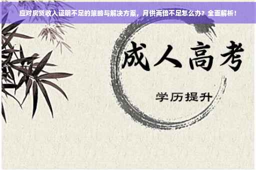 应对房贷收入证明不足的策略与解决方案，月供两倍不足怎么办？全面解析！