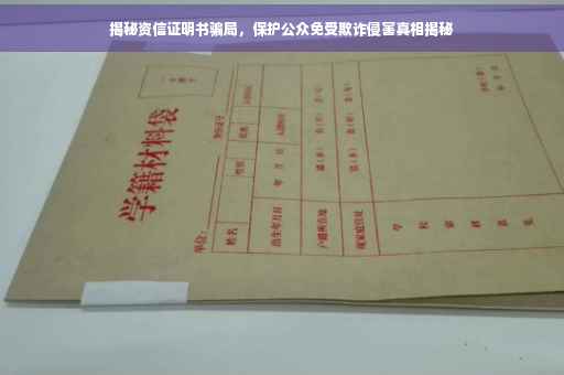 揭秘资信证明书骗局，保护公众免受欺诈侵害真相揭秘