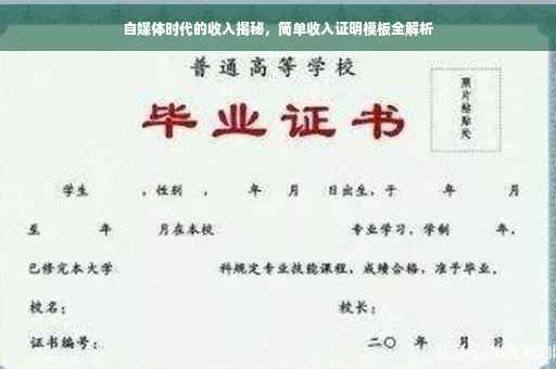 自媒体时代的收入揭秘，简单收入证明模板全解析
