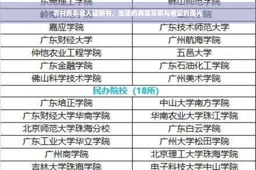 农村务农收入证明书，生活的真实写照与希望的曙光