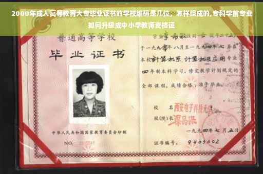 2000年成人高等教育大专毕业证书的学校编码是几位，怎样组成的,专科学前专业如何升级成中小学教师资格证