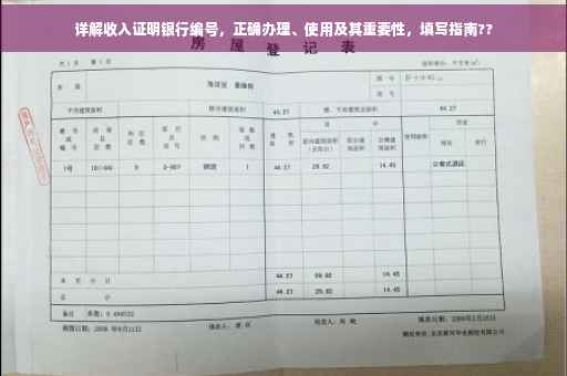 详解收入证明银行编号，正确办理、使用及其重要性，填写指南??