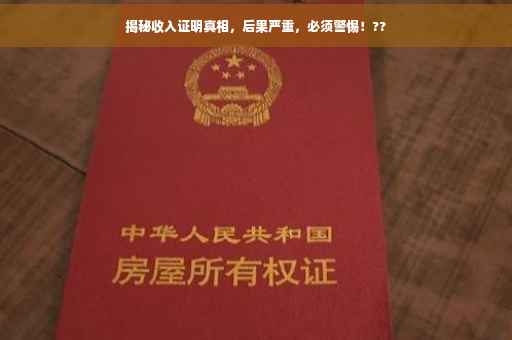 揭秘收入证明真相，后果严重，必须警惕！??
