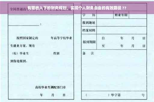 有限收入下的财务规划，实现个人财务自由的有效路径 ??
