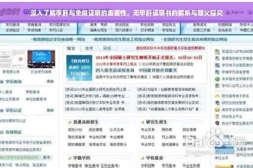 深入了解甲肝与免疫证明的重要性，无甲肝证明书的解析与意义探究