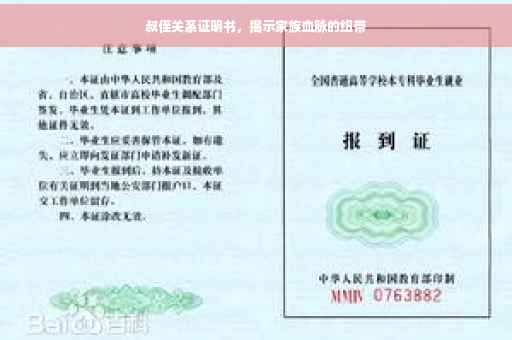 叔侄关系证明书，揭示家族血脉的纽带