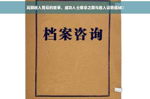 高额收入背后的故事，成功人士艰辛之路与收入证明揭秘✨