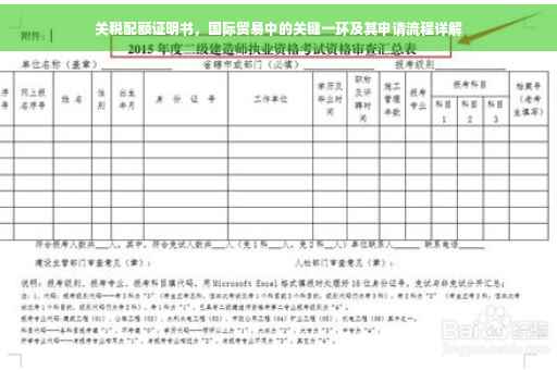 关税配额证明书，国际贸易中的关键一环及其申请流程详解