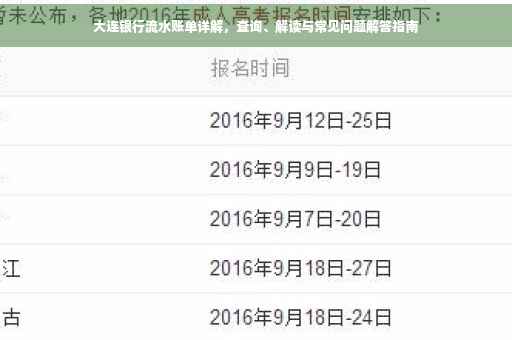 大连银行流水账单详解，查询、解读与常见问题解答指南