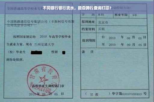 不同银行银行流水，能否跨行查询打印？