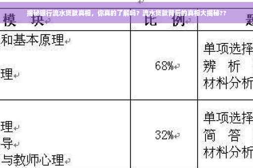 揭秘银行流水贷款真相，你真的了解吗？流水贷款背后的真相大揭秘??
